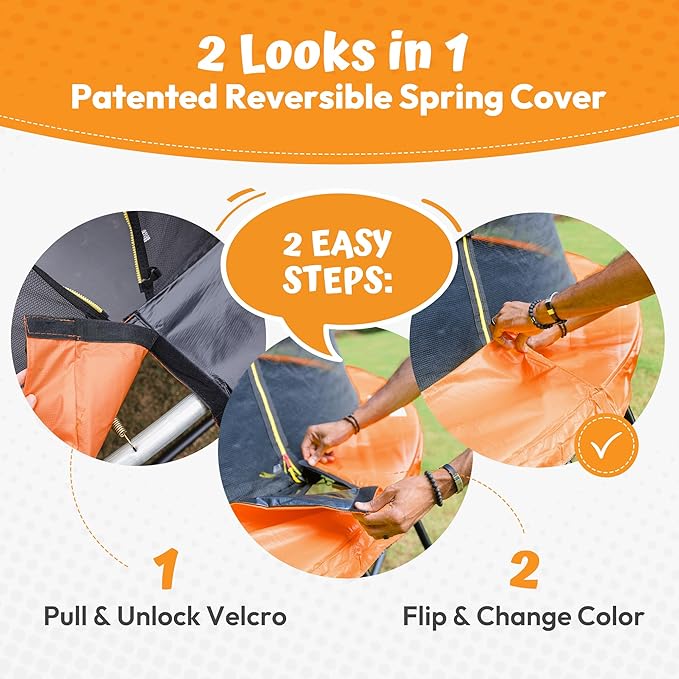 JUMPZYLLA Trampoline Outdoor 8FT 10FT 12FT 14FT 15FT 16FT with Enclosure and Ladder, ASTM Approved Recreational Trampoline for Kids and Adults, Anti-Rust Coated Frame-BubblyBeeBaby