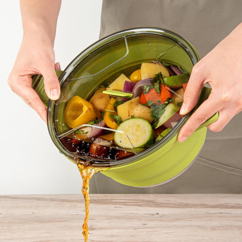 Restaurantware-Hi Tek 2.5 Liter Collapsible Camping Pot, 1 Portable Cook Pot - With Lid, Stainless Steel Bottom, Silicone Camping Cookware, For Travel Or Outdoor Hiking- Restaurantware