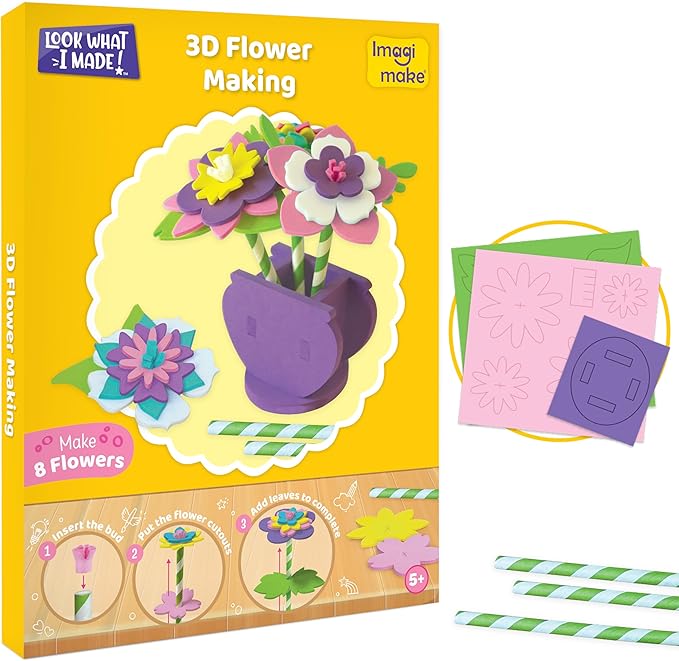 Imagimake Craft Kit - Arts and Crafts for Kids Ages 5+ - Air Dry Clay, Paper Quilling, Stamp Art - 3-in-1 Arts and Crafts Kit - Gifts for 5, 6, 7, 8 Year Olds-BubblyBeeBaby
