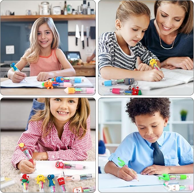 20Pcs Mini Multicolor Pens in One 4-in-1 Cute Pens Bulk for Kids, Fun Kawaii Ballpoint Pen for Birthdays and Children's Party Favors Gifts, Teacher School Supplies-BubblyBeeBaby