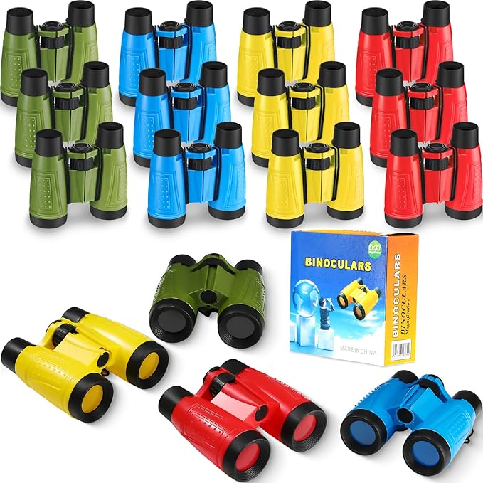 24 Pieces Toy Binoculars with Neck String Assorted Colors Novelty Binoculars Camping Birthday Party Supplies Nature Exploration Toys for Outdoors Indoors Sightseeing, Camping, Birdwatching Wildlife-BubblyBeeBaby