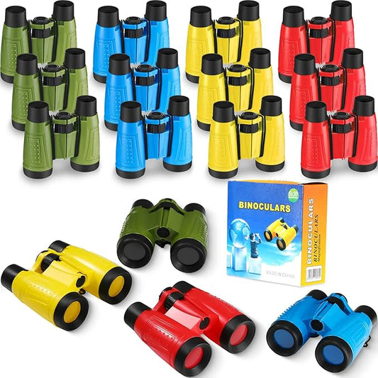 24 Pieces Toy Binoculars with Neck String Assorted Colors Novelty Binoculars Camping Birthday Party Supplies Nature Exploration Toys for Outdoors Indoors Sightseeing, Camping, Birdwatching Wildlife-BubblyBeeBaby