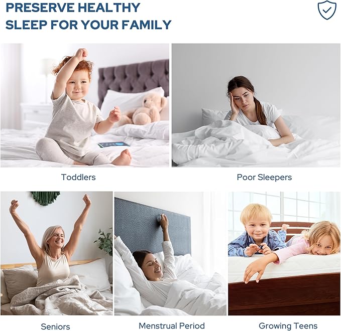 2 Pack Waterproof Mattress Protector, Queen Size Noiseless Mattress Pad with Deep Pocket Fitted Up to 6-18 inches, Soft Noiseless Bed Mattress Cover Washable for Home, Bedroom, Hotel-BubblyBeeBaby