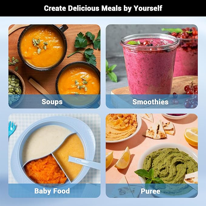 Immersion Blender RPM 16000±10% Scratch Resistant Hand Blender,15 Speed and Turbo Mode Hand Mixer, 3-in-1 Heavy Duty Copper Motor Stainless Steel Smart Stick with Egg Beaters and Chopper-BubblyBeeBaby