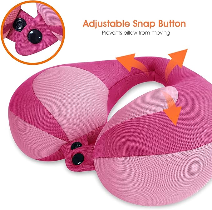 INFANZIA Kids Chin Supporting Travel Neck Pillow, Helps Support Head and Neck, Comfortably Designed for Head, Neck, and Chin Support - Gifts for Toddler/Child/Kids, Pink-BubblyBeeBaby