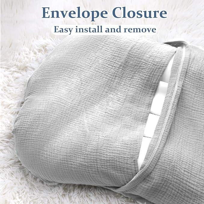 Hooyax Muslin Baby Lounger Cover Soft Organic Cotton Slipcover Fits Newborn Lounger for Baby Boys and Girls (Light Gray)-BubblyBeeBaby