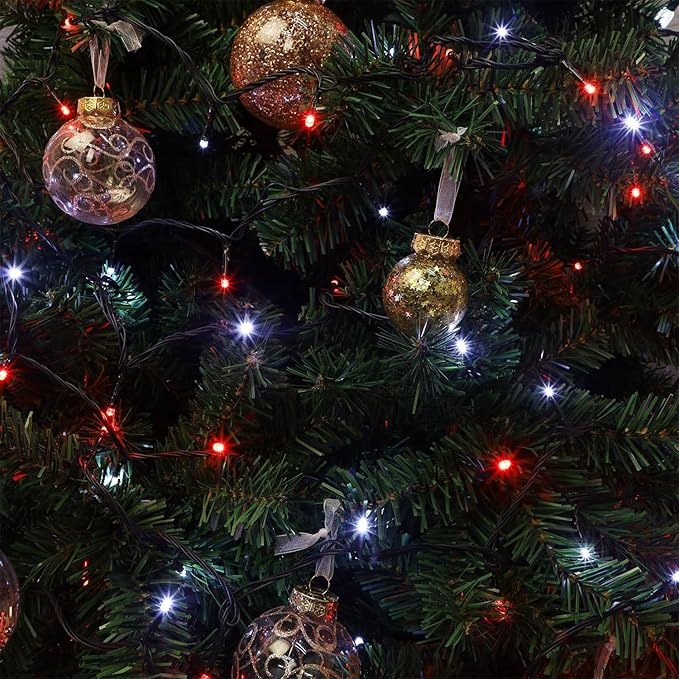 HOME LIGHTING 66ft Christmas Decorative Mini Lights, 200 LED Green Wire Fairy Starry String Lights Plug in, 8 Lighting Mode, for Indoor Outdoor Xmas Tree Wedding Party Garden Decoration (Red & White)-BubblyBeeBaby