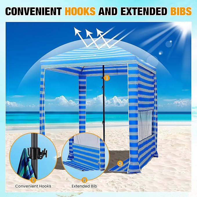 HOMEDEMO Beach Canopy UPF 50+, 6'×6', Easy Set up and Take Down Tent with Sand Pockets, Side Wall Shade Wind Waterproof for Kids, Family & Friends-BubblyBeeBaby