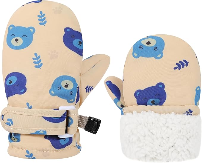 Toddler Gloves Kids Mittens Winter Warm Lined Fleece Gloves Waterproof Snow Baby Mitten for Boys Girls-BubblyBeeBaby
