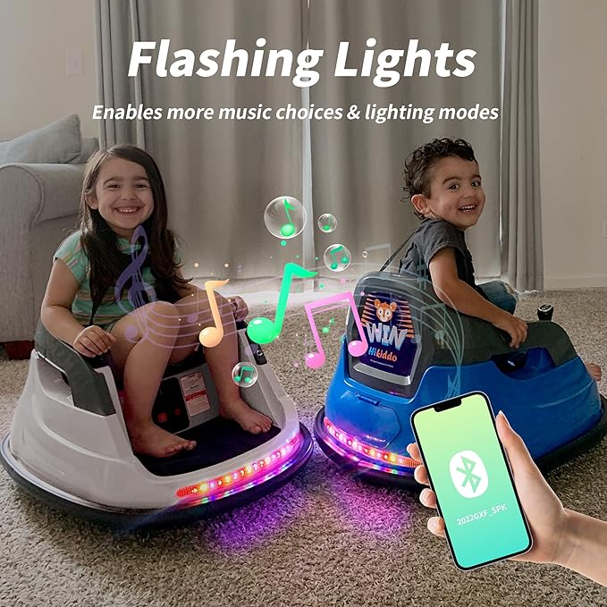 12V Kids Bumper Car, Electric Baby Bumper Car for Toddlers with Remote Control, 3 Speeds - White-BubblyBeeBaby