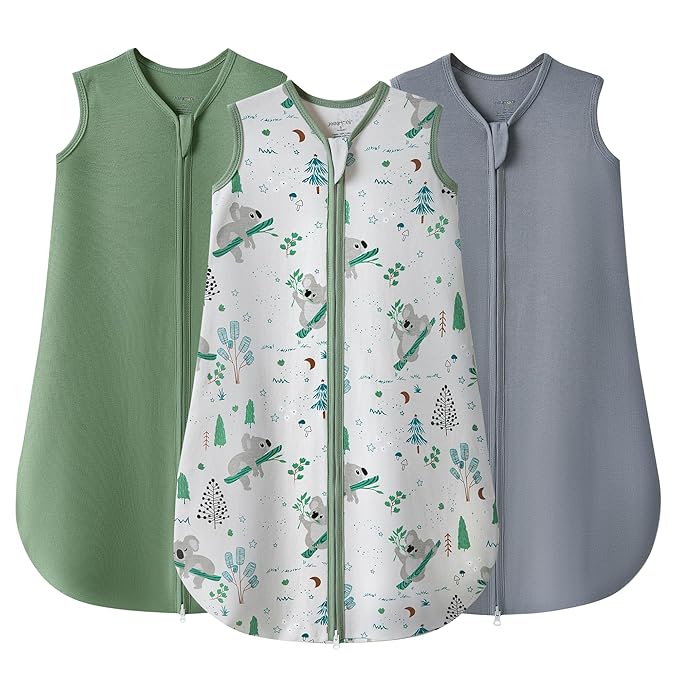 JELLYMONI Baby Sleep Sack 12-18 Months 100% Cotton Wearable Blanket, 0.5 TOG Soft Lightweight Toddler Sleeping Sack 3 Pack 2-Way Zipper Newborn Sleep Sacks-BubblyBeeBaby