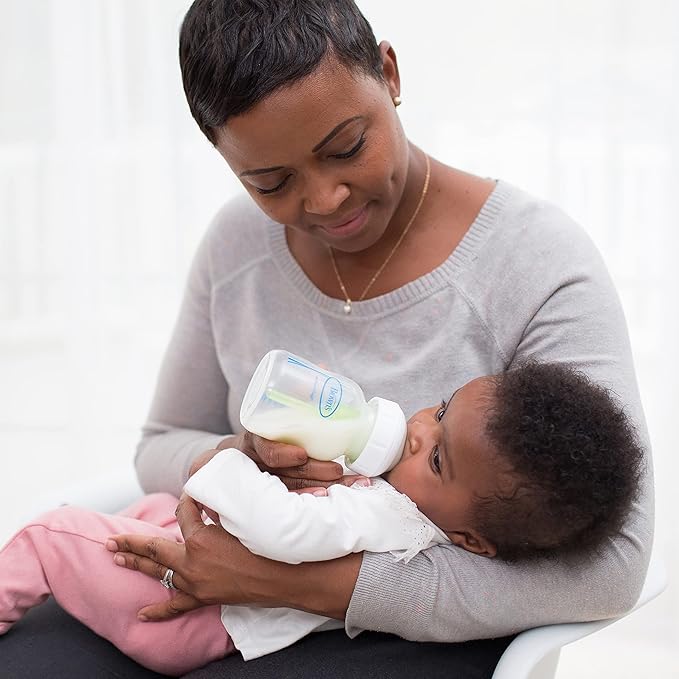 Dr. Brown's Natural Flow Anti-Colic Options+ Wide-Neck Baby Bottles 5 oz/150 mL,with Level 1 Slow Flow Nipple,4 Pack,0m+-BubblyBeeBaby