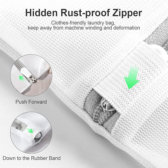 10 Pack Mesh Laundry Bags for Delicates with Non Rust Zipper- MDSXO White Laundry Bags Mesh Wash Bags, Easy Fit Bra, Sock,Lingerie,Sneaker,Baby Laundry for Washing Machine Travel Storage[1XL/3L/3M/3S]-BubblyBeeBaby