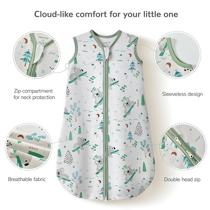 JELLYMONI Baby Sleep Sack 18-24 Months 100% Cotton Wearable Blanket, 0.5 TOG Soft Lightweight Toddler Sleeping Sack 3 Pack 2-Way Zipper Newborn Sleep Sacks-BubblyBeeBaby