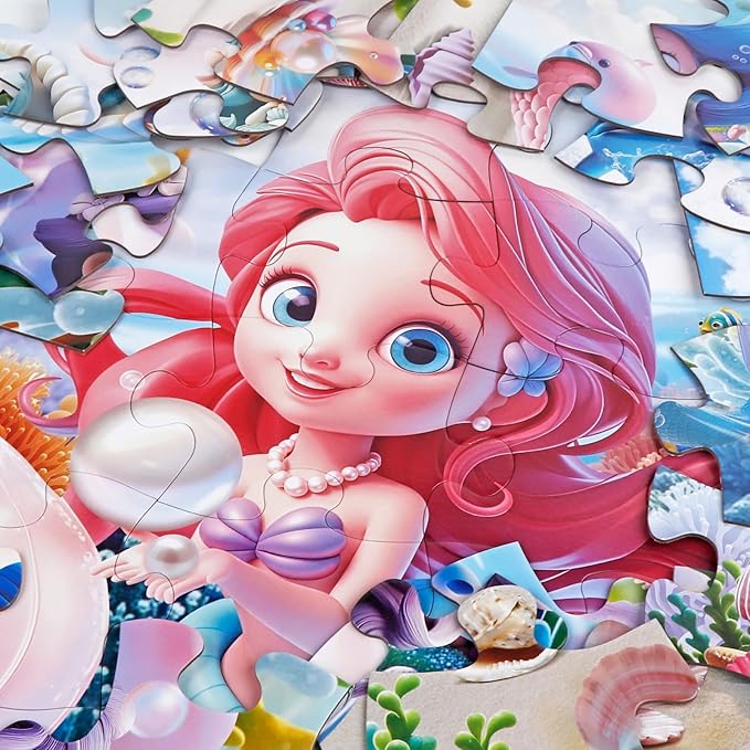 Jumbo Floor Puzzle for Toddlers & Kids Ages 3-5, 48-Piece Mermaid and Underwater Large Jigsaw Puzzle with Educational Fun, Great Gift for Boys & Girls Ages 4-8-BubblyBeeBaby