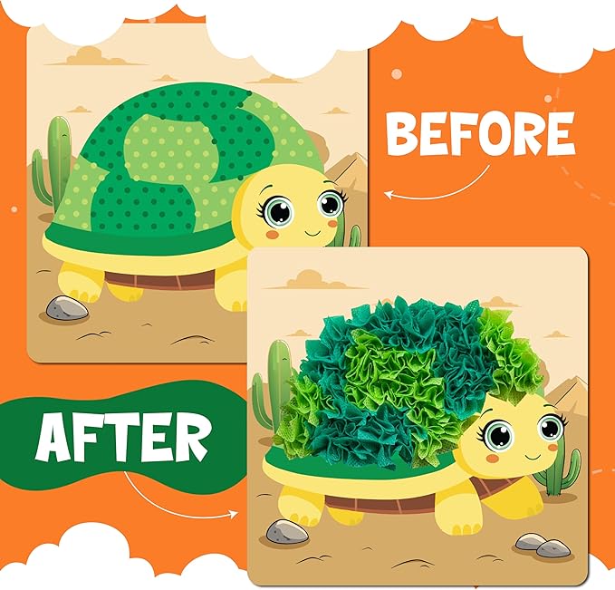 jackinthebox Poke Poke Art – Animals Theme, Mess-Free Fabric Art and Craft, Flower Pressing Kits, Gift for Kids, Girl Gifts, Boy Gift, Toys for Girls and Boys Ages 4 5 6 7 8-BubblyBeeBaby