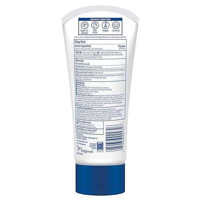 Banana Boat 100% Mineral Baby Sunscreen Lotion SPF 50 Twin Pack | SPF 50 Sunscreen for Babies, Baby Sunblock Lotion, Oxybenzone-Free, 6oz each-BubblyBeeBaby