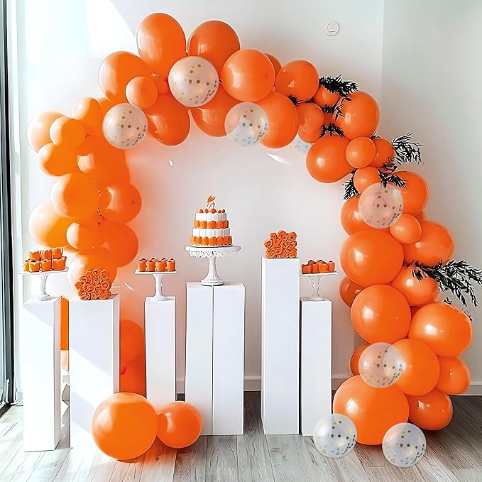 JOYIN 150 Pcs Orange Balloons, Different Sizes 18 12 10 5 Inch Orange Latex Balloon Arch Kit with Instruction for Birthday Party Graduation Wedding Holiday Decoration-BubblyBeeBaby