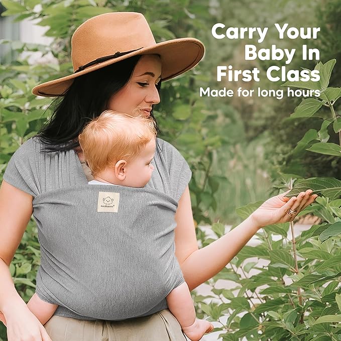 KeaBabies Baby Wrap Carrier - All in 1 Original Baby Carrier Newborn to Toddler Sling, Easy to Wear, Hands Free Bonding, Lightweight, Breathable Infant Wraps (Classic Gray)-BubblyBeeBaby