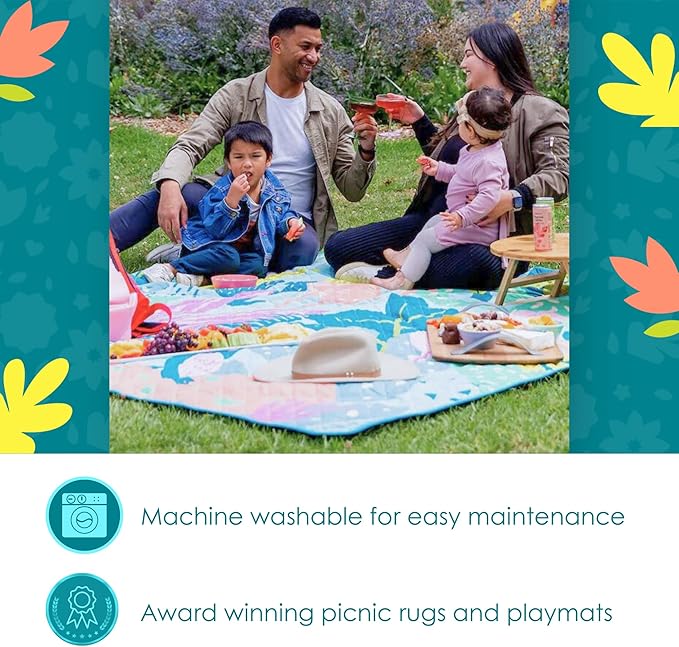 Jumbo Picnic Rug, Premium Large Picnic Mat, 6'7" x 6'7", Outdoor Waterproof Picnic Blanket Beach Mat, Foldable & Waterproof, Picnic Blankets Ideal for Beach & Park, Outdoor Blanket-BubblyBeeBaby