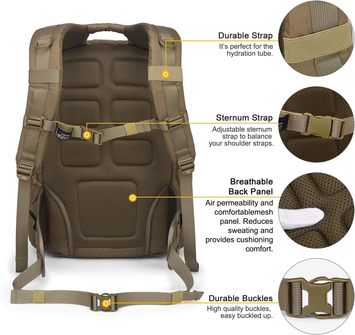 Mardingtop 40L Tactical Backpack for Men,Molle Military Backpack for Hiking,Travel,Camping, Hunting