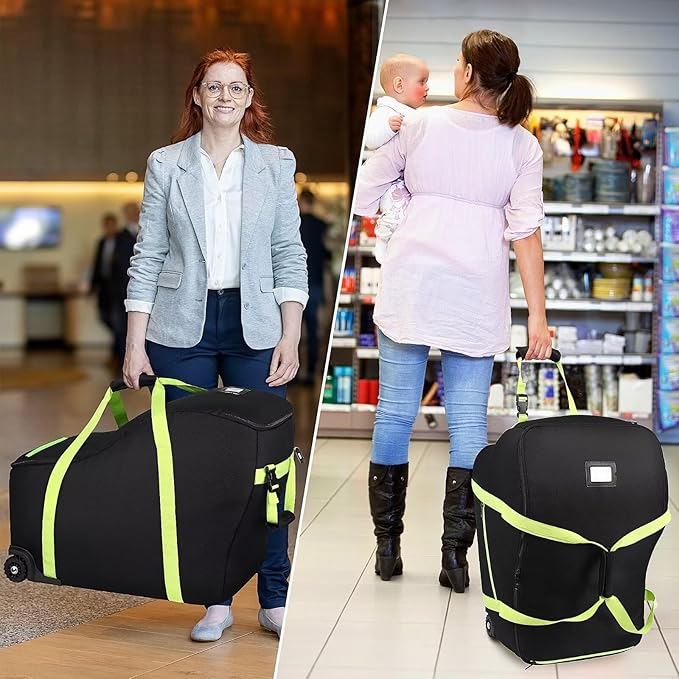 Baby Car Seat Travel Bag Fit Chicco Keyfit 35 and Anti-rebound Bar Base, Doona Car Seat Stroller and Base, Nuna Pipa Travel Bag, Infant Car Seat Bags for Air Travel, Doona Travel Bag-BubblyBeeBaby