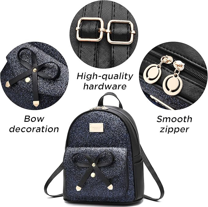 I IHAYNER Girls Bowknot Cute Leather Backpack Mini Backpack Purse for Women-BubblyBeeBaby