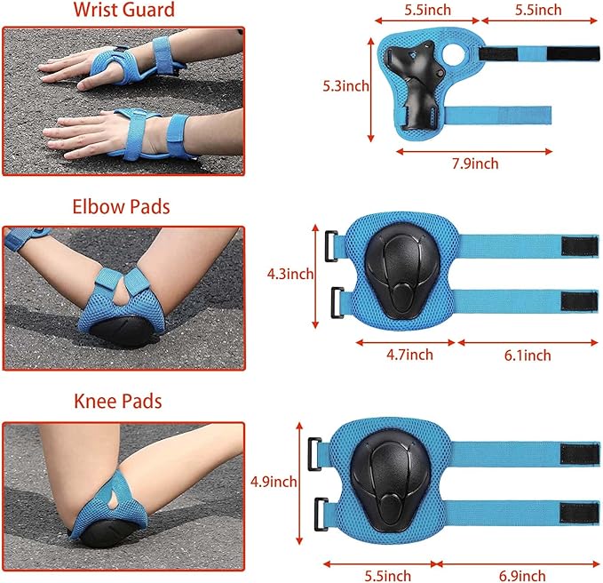 Kids Bike Helmet Set Adjustable for Children, Boys, Girls and Teenagers Aged 3-8 Years Includes Elbow, Knee, Wrist Guards Children's Helmet Protection Set for Bikes SkateboardsRollerskates-BubblyBeeBaby