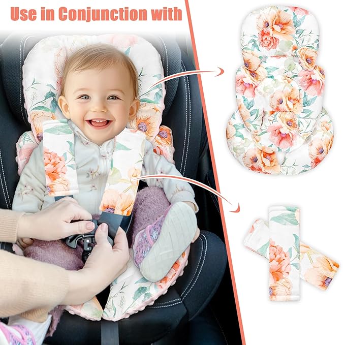 GFU Infant Stroller mat, Fits for Stroller, Swing, Flowers-BubblyBeeBaby