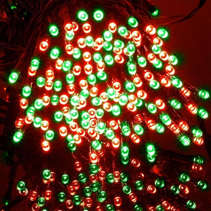 HOME LIGHTING 66ft Christmas Decorative Mini Lights, 200 LED Green Wire Fairy Starry String Lights Plug in, 8 Lighting Modes, for Indoor Outdoor Xmas Tree Wedding Party Decoration (Red & Green)-BubblyBeeBaby