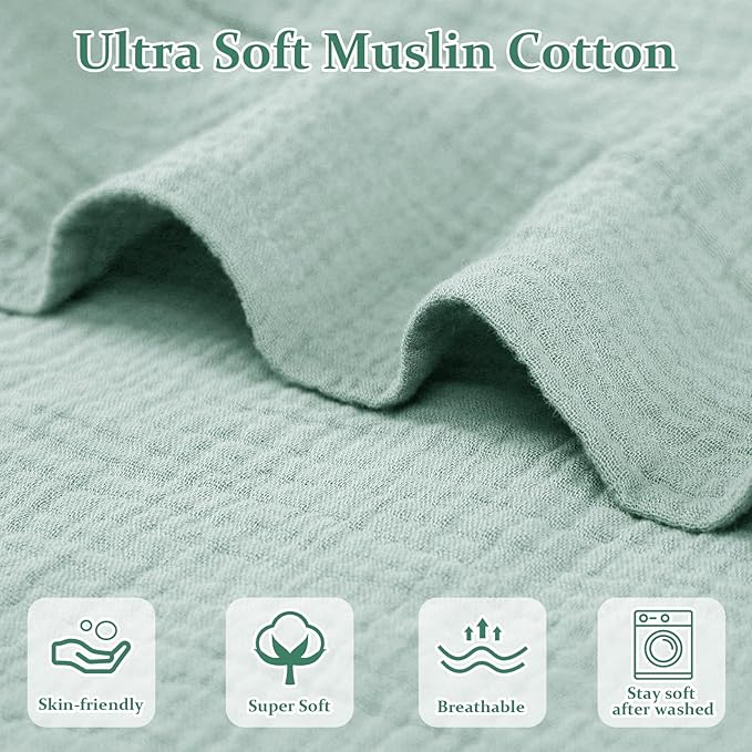 Hooyax Muslin Baby Lounger Cover, 100% Cotton Durable Newborn Lounger Cover, Soft and Breathable Infant Lounger Cover for Boys Girls, Covers Only (Blue-Green)-BubblyBeeBaby