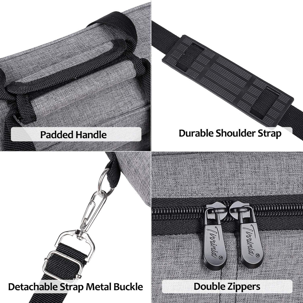 Tirrinia Insulated Wine Gift carrier - 3 Bottle Travel Wine Carry Cooler Tote Bag with Handle and Adjustable Shoulder Strap, Grey