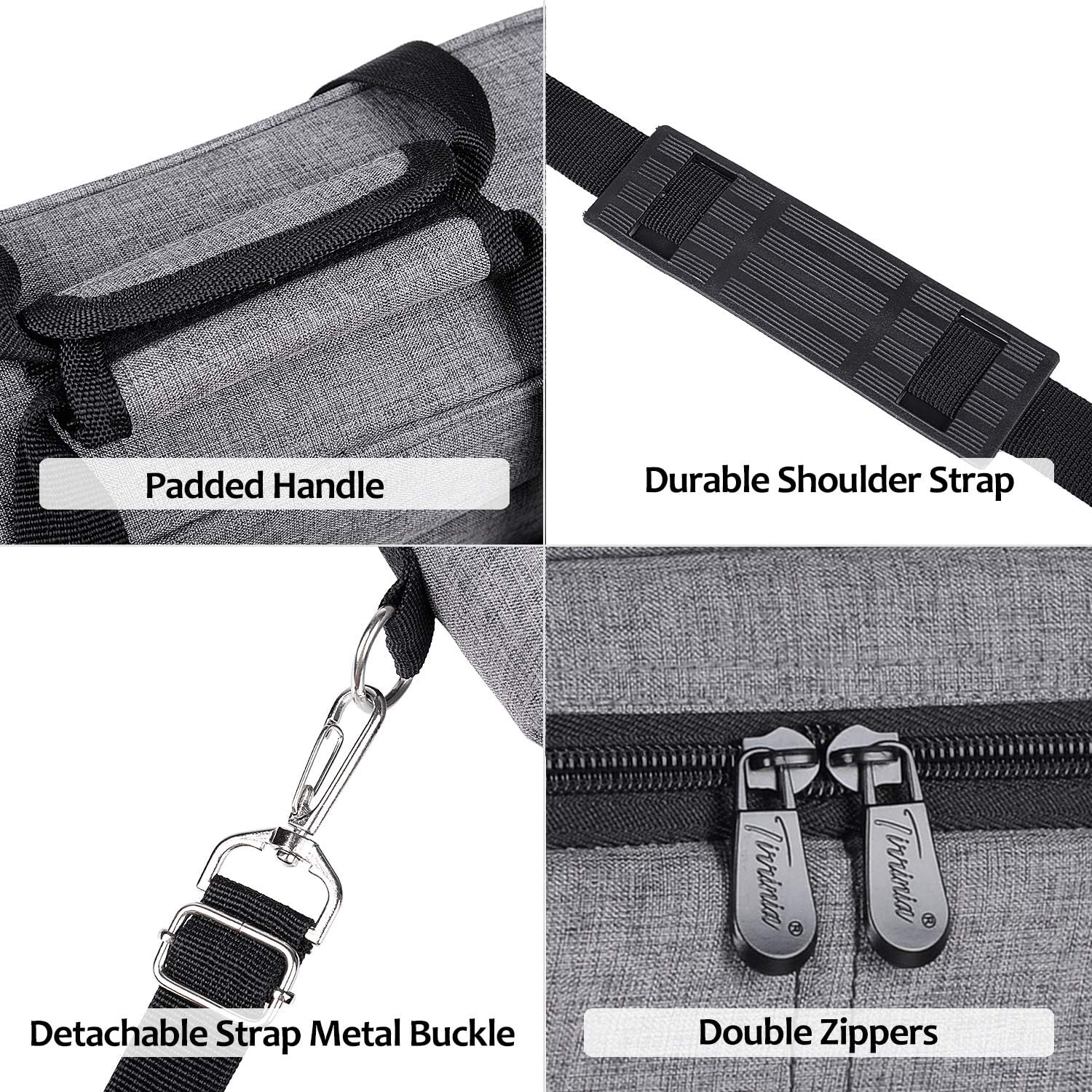 Tirrinia Insulated Wine Gift carrier - 3 Bottle Travel Wine Carry Cooler Tote Bag with Handle and Adjustable Shoulder Strap, Grey