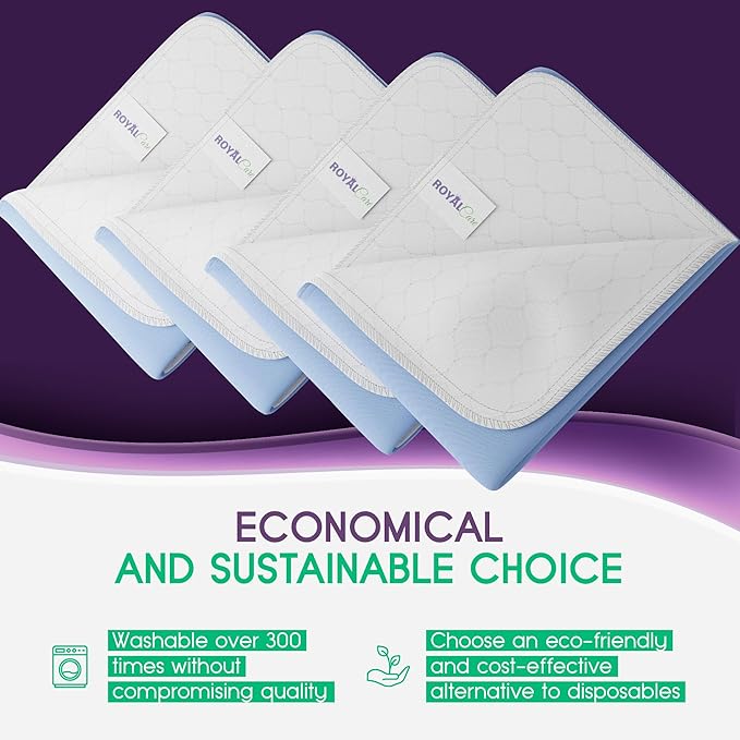 Incontinence Bed Pads - Reusable Waterproof Underpad Chair, Sofa and Mattress Protectors - Highly Absorbent, Machine Washable - for Children, Pets and Seniors (34x36 (Pack of 4), Blue)-BubblyBeeBaby