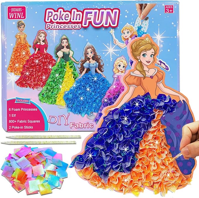 JRD&BS WINL Poke in Fun Art Kit for Kids Toys Age 3-12 Year Old 3D Creative Princesses for Girls Birthday Gifts for 3 4 5 6 7 8 9…… Year Old Boy DIY Craft Art Kit for Teens Beginner Kids-BubblyBeeBaby