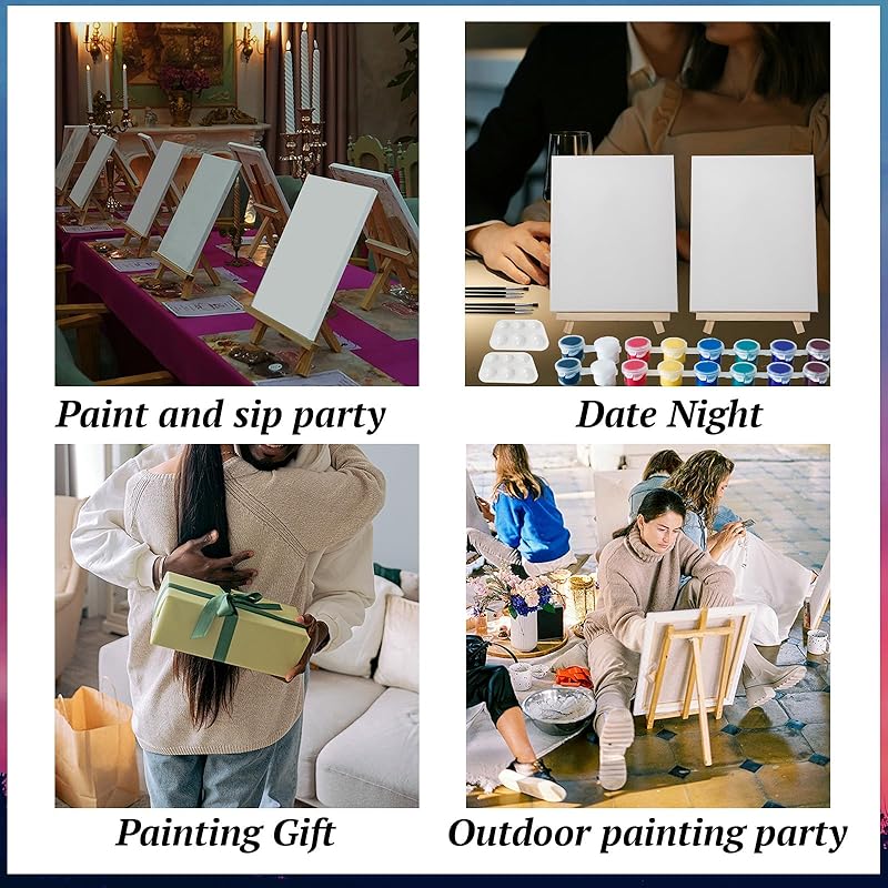 2 Pack Sip and Paint Kit for Adults Couples Painting Kit Stretch Canvas to Paint at Home Date Night Party Favor Supplies Art Painting Set Couples Activity Selfie 8x10 Canvas Painting Kit Valentines Day-BubblyBeeBaby