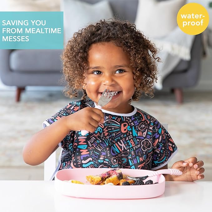 Bumkins Bibs - Toddler Bibs, Waterproof, Large for 1-3 Years, Short Sleeve-BubblyBeeBaby