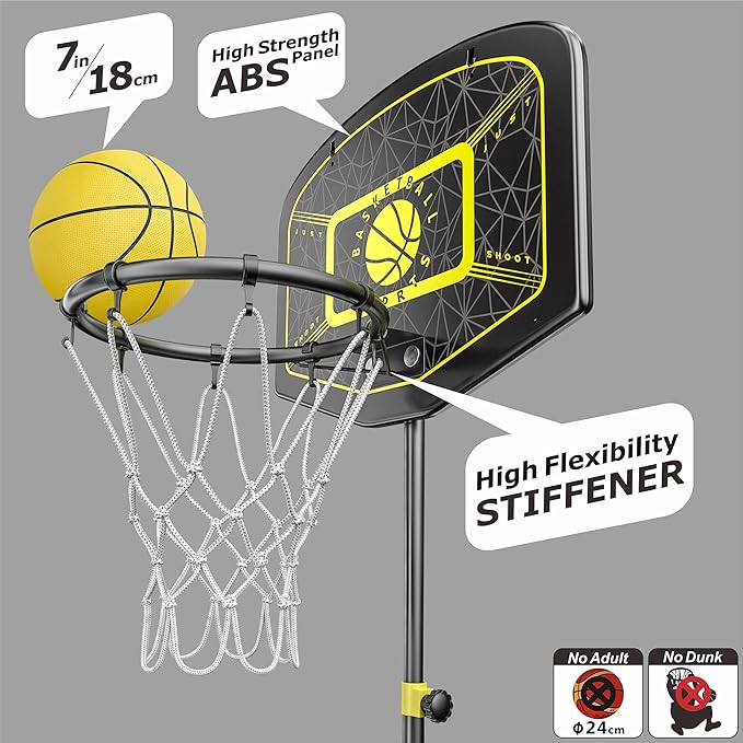 Kids Basketball Hoop Indoor Outdoor Portable Adjustable Height 3.6ft-6.2ft Toddler Basketball Hoop for Kids Boys Girls Age 3 4 5 6 7 8 Little Kids Basketball Goal Backyard Sports Toy Game Gifts-BubblyBeeBaby