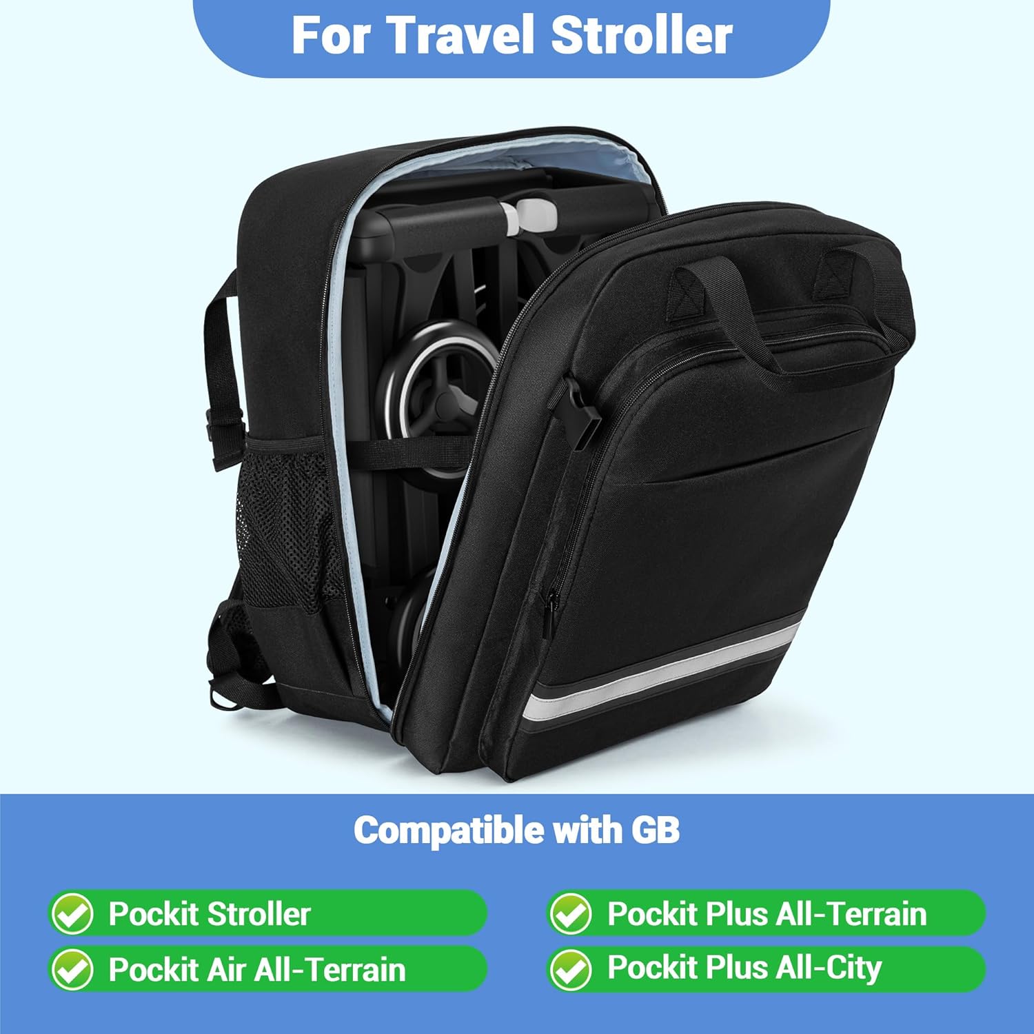 Stroller Travel Bag Compatible with GB Pockit & Pockit Air Plus, Lightweight Backpack for Airplane Travel Essentials and Gate Check, Bag Only