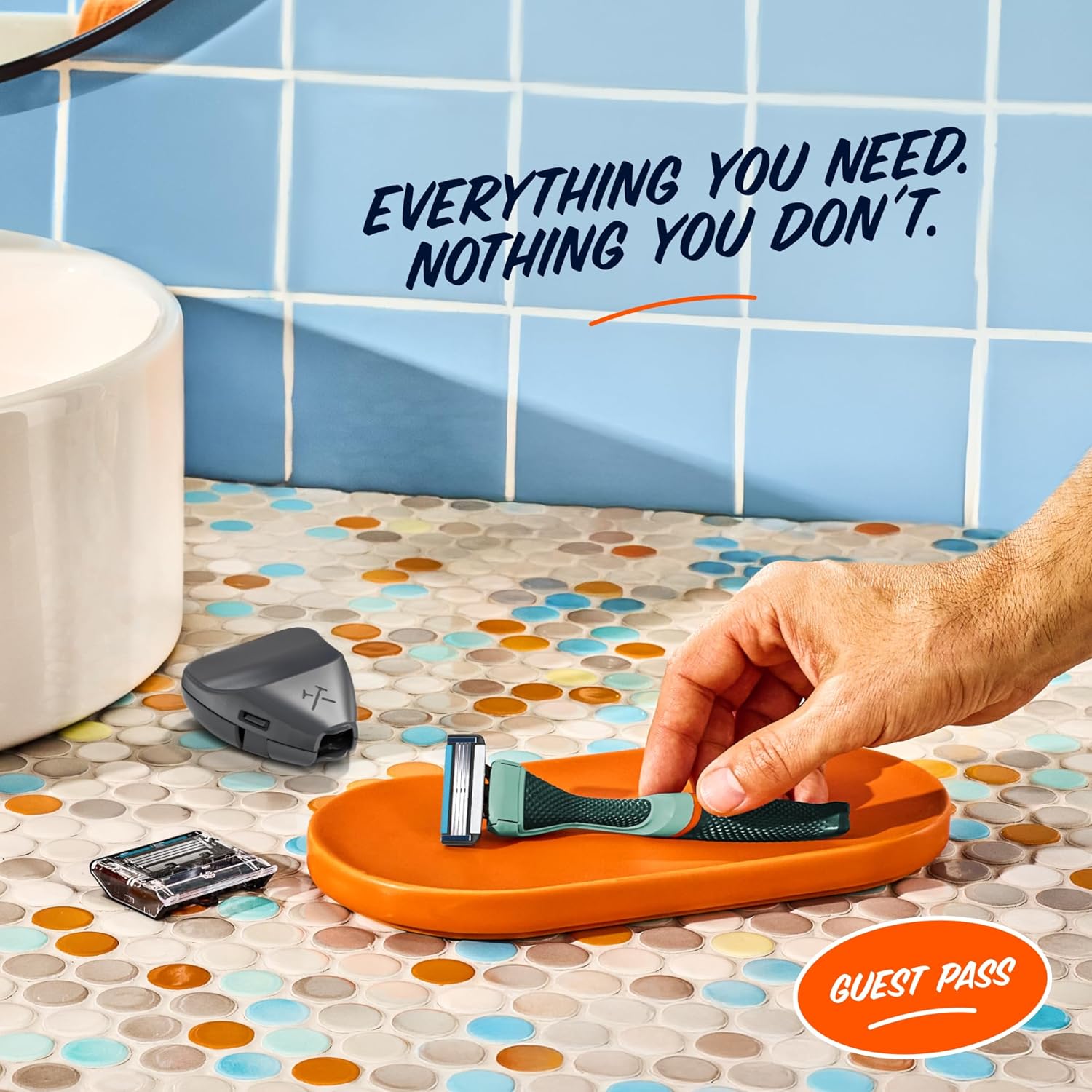 Dollar Shave Club | The Guest Pass Shave Set | 2 Swift Rinse Refill Cartridges, 1 Handle (Green), 1 Razor Cover, Razors for Men