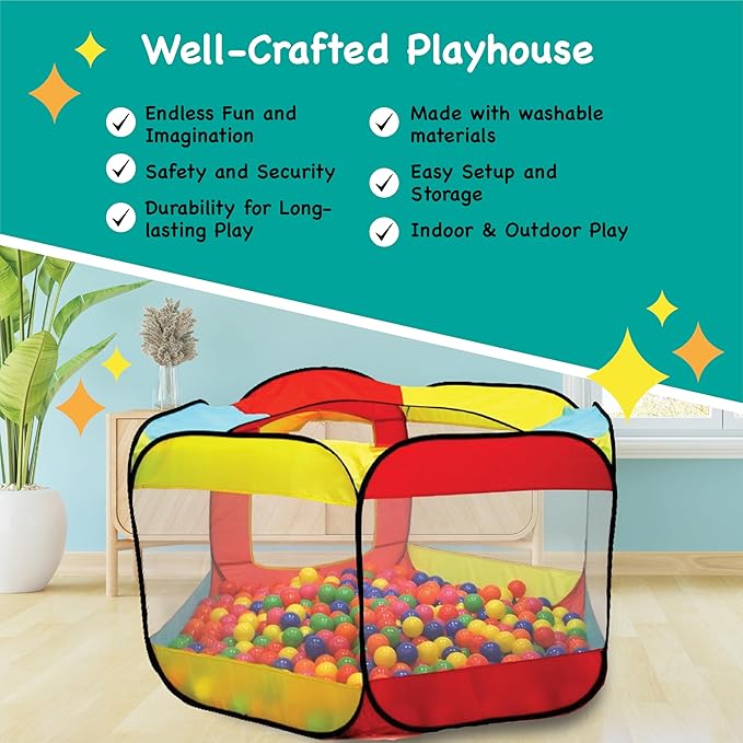 Kids Ball Pit Pop Up Large Tent for Toddlers - Indoor & Outdoor Gift Toys for Infants Girls & Boys, Baby Playpen with Zipper Storage Bag, BallPit Balls Not Included-BubblyBeeBaby