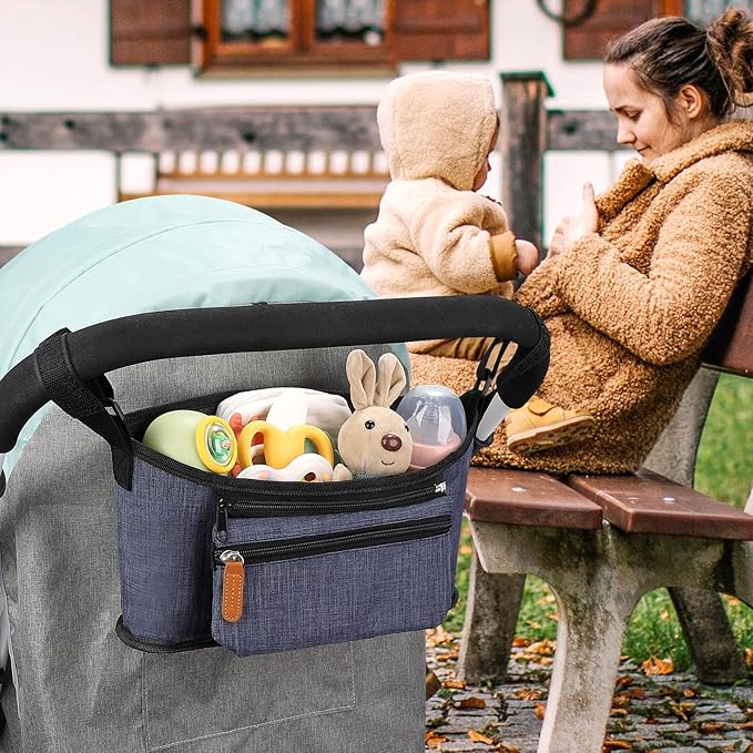 Accmor Universal Stroller Organizer with Detachable Phone Bag, Stroller Bag Caddy Organizer Stroller Accessories for Uppababy, Baby Jogger, Nuna, Doona, Britax Strollers-BubblyBeeBaby