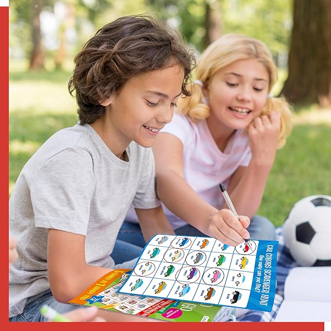 2 Pack Road Trip Game Pads, 10 Games (Categories, Dot & Boxes, Tic-tac-Toe, Scavenger Hunt Bingo), Pen Pencil Paper Game, Plane Trip/Car Travel/Getaway Activity Pad for Kid, Adult-BubblyBeeBaby