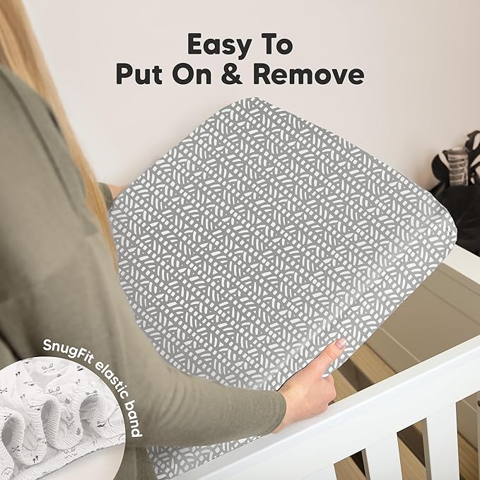 KeaBabies 2-Pack Organic Crib Sheets for Boys, Girls - 52x28 Fitted Crib Mattress Sheet Neutral, Breathable Jersey Cotton Cover for Baby Bed, Toddler Mattress, Soft & Cute Prints (Nordic)-BubblyBeeBaby