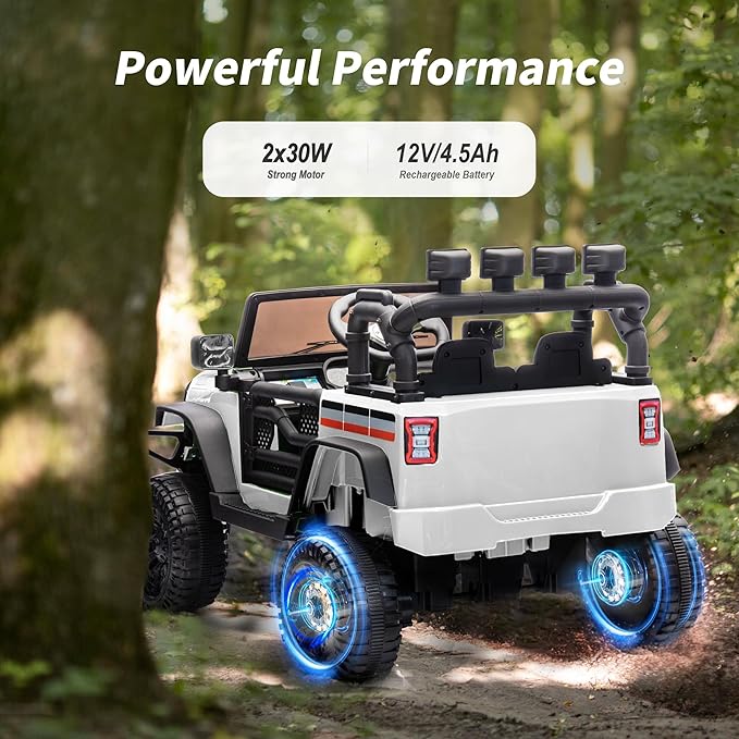 12V Kids Ride on Car Truck, Kids Electric Vehicles Car Ride on Toy for Toddlers 3-5 with Remote Control - White-BubblyBeeBaby