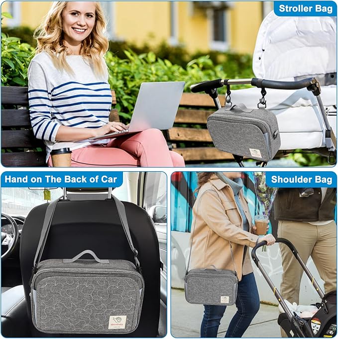 Accmor Stroller Organizer, Universal Stroller Organizer with Insulated Cup Holder Pocket, Dual Purpose Large Capacity Stroller Bag Caddy, Stroller Accessories Fits for Uppababy, Doona, Nuna Strollers-BubblyBeeBaby