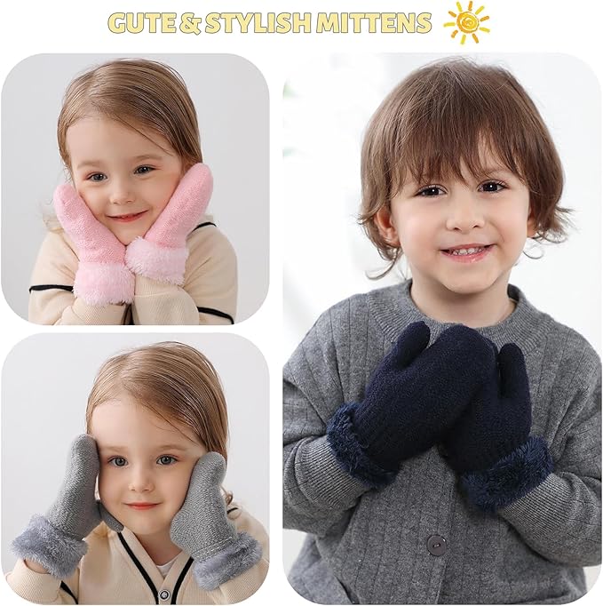 PESAAT Baby Girl Mittens Fleece Toddler Boy Mittens Warm Kids Winter Gloves Unisex Cold Weather Baby Gloves-BubblyBeeBaby