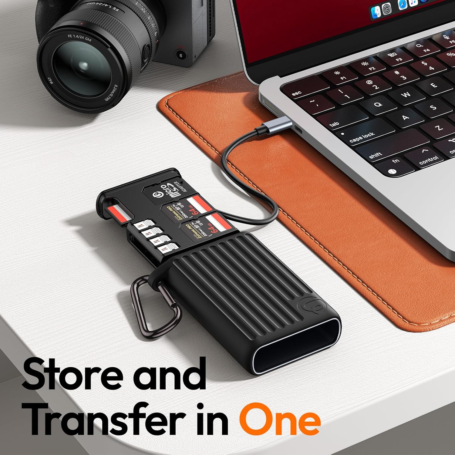 ULANZI MCR-01 High-Speed SD Card Reader Case, USB 3.2 CFexpress A Card Reader, 2 in 1 SD/Micro SD Card Reader Holder, Waterproof Case, Type-C SD/TF Card Storage Case for iPhone/Android, Action Cameras