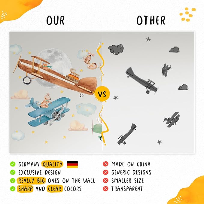 Hot Air Balloon Wall Decals by Lipastick - Peel and Stick Animal Stickers Raccoon, Fox, Koala, Panda for Kids Room, Nursery, Playroom, Bedroom - Removable Wall Decor for Boys, Girls, Babies - XXL Size-BubblyBeeBaby