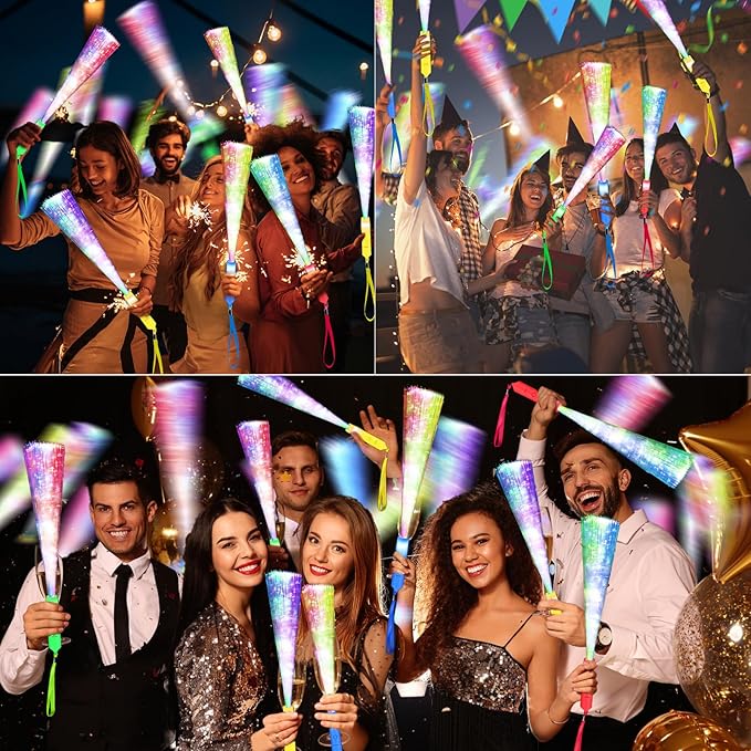 120PCS Glow Fiber Optic Sticks, LED Light Wands, Glow in The Dark Party Supplies, Fiber Optic Wands for Weddings, Birthdays&Events,Flashing LED Party Favors,Colorful Light Sticks for Kids&Adults-BubblyBeeBaby